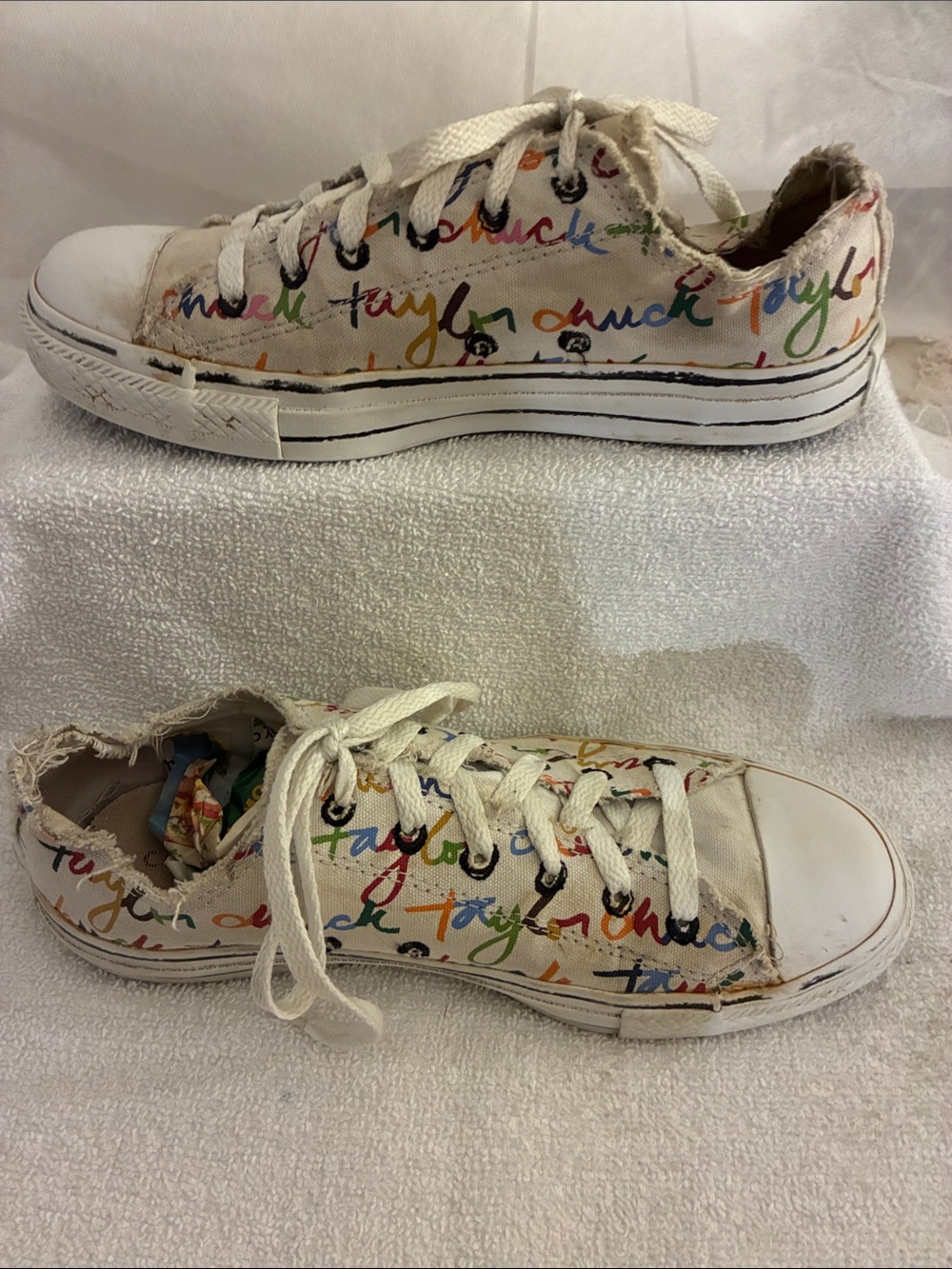 Rare Vintage Multicolor Converse All Star Chuck Taylor Script Canvas Sneakers